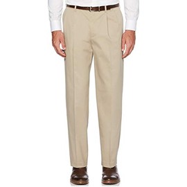 Savane Men's Ultimate Performance Pleated Chino Pants with Expandable Waist, Stretch Non-Iron (Available in Big & Tall), Ultimate Mid Khaki, 48W x 30L Big Tall
