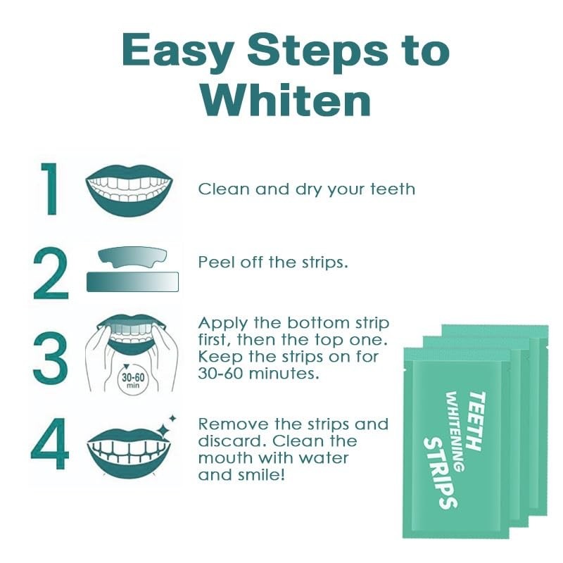 Teeth WHITENING Strips-Dentists FORMULATED-Residue Free-Non Sensitive-Enamel Safe-Mint FLAVOUR-14 Treatments 28