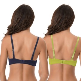 Curve Muse - Brasier convertible con aros para mujer, con levadura ligera y 1 copa, Azul marino, lima (paquete de 2), 38DD