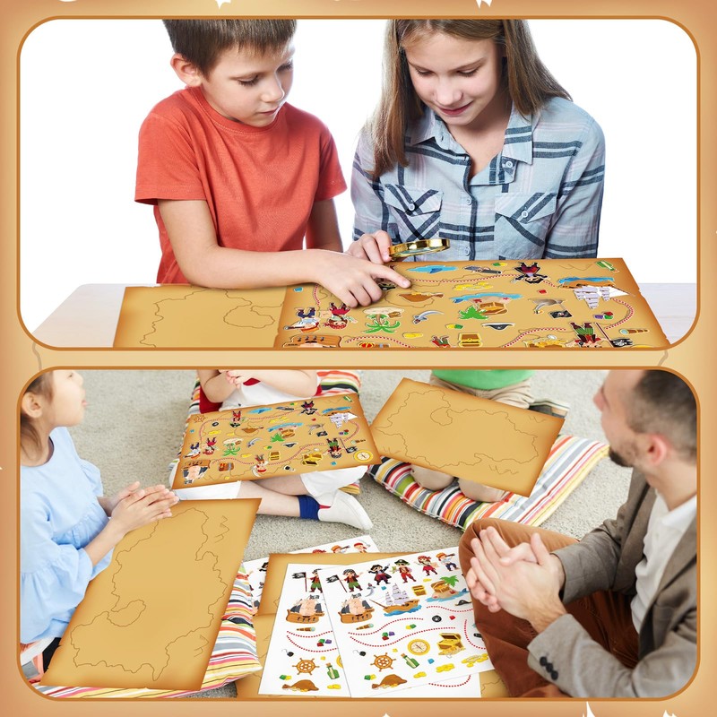 Kosiz 12 Pcs Giant Treasure Island Map Sticker Scenes Include