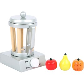 Wooden Blender Playset by Small Foot – Toy Mixer for Play Kitchens – 4 Piece Set Includes Blender with Removable Lid & 3 Types of Fruit - Imaginative Learning Through Role Play – Ages 3+ Years