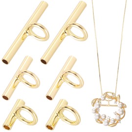 Isslly 6pcs Pin to Pendant Converter, 3 Sizes Brooch to Pendant Converter Clasps, Brass Jewelry Adapters for Making Necklaces Earrings Hair Accessories Keychains DIY Crafts- Gold