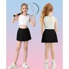 QooNoo Girls Pleated Athletic Skirts with Shorts 2 in 1