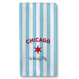 Funny Blue Striped Cute Kitchen Towels – Chicago “The Windy City” Polyester Hand Towel for Home Bars & Tea Rooms, Smart Kitchen Gifts and Housewarming Gift, Also Great as Bar Towels.16 x24(205)