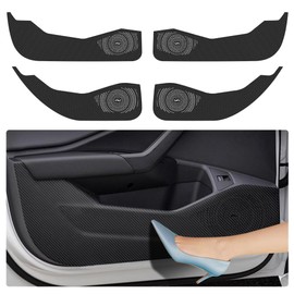 LUNQIN Car Door Anti Kick Pad for VW Jetta 2019 2020 2021 2022 2023 2024 2025 Jetta GLI Accessories Carbon Fiber Style Leather Sticker Door Sill Protector Cover Edge Guard Side Mat Interior Dirty