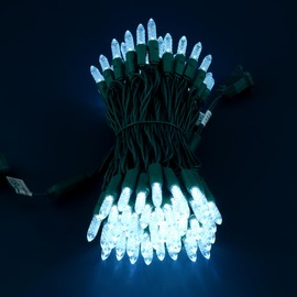 SWEET SHINE 100 Cool White Faceted One-Piece LED Christmas Lights, 33 ft Green Cord High Waterproof UL Certified M6 Outdoor String Lights (Cool White)