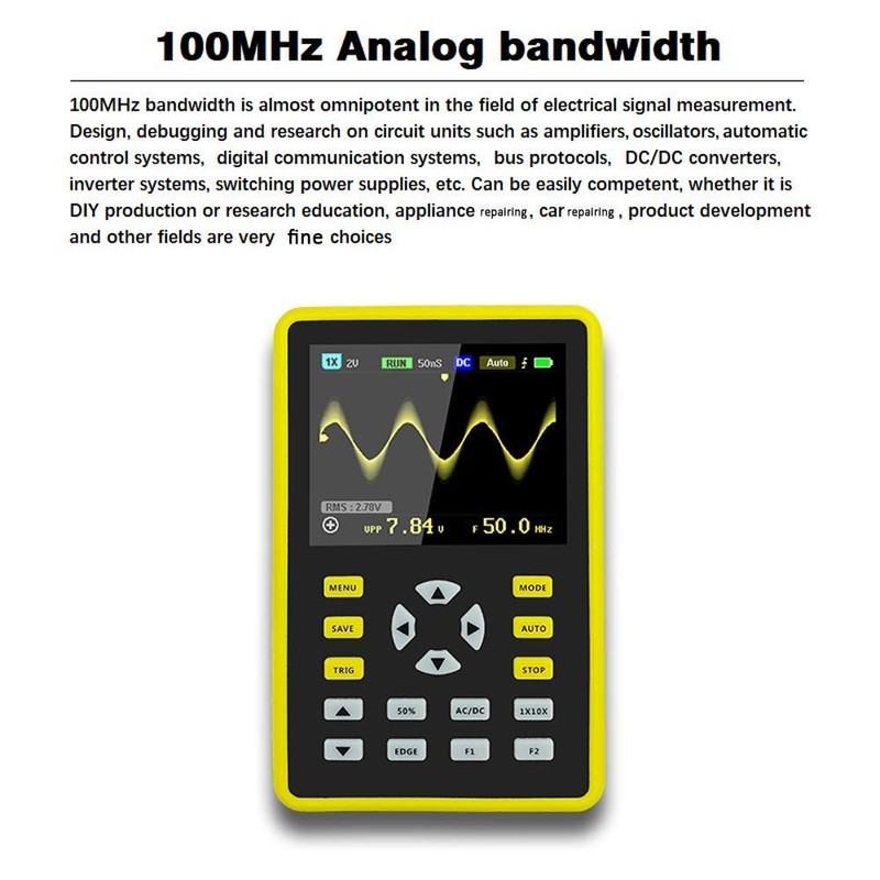 DollaTek Mini Digital Oscilloscope, Portable 2.4" LCD Screen with 100MHz