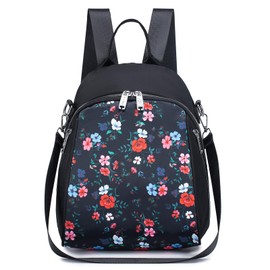 BAGZY Women's Backpack Handbags 2 in 1 Small Backpack Bag Elegant Nylon Anti Theft Casual Daypack for Women Girls Travel School, black