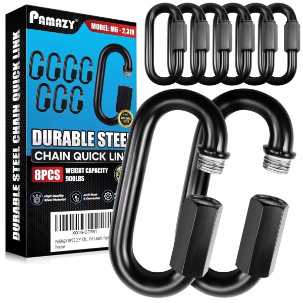 PAMAZY 8PCS 2.3” Chain Quick Links, High Strength, Anti-Rust, Heavy
