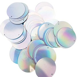 Paillettes de lentejuelas sueltas holográficas plateadas para bordado, novia, apliques, artes, manualidades y adornos (40 mm)