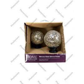 Home Decorators Collection Mercury Glass Sphere Finials Matte Black(pack Of 2)