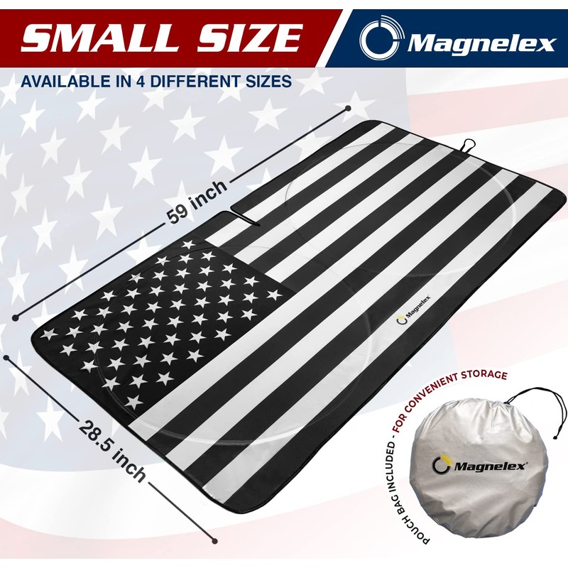 Magnelex American Flag Windshield Sun Shade, High-Resolution Car Sun Shield
