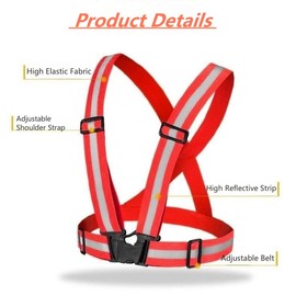 Reflective Running Vest 2-10 Pack, High Visibility Reflective Gear Night Cycling Safety Vest Strap for Men Women Kids (10, Red)