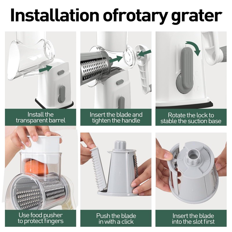 APSARAS USA Cheese Grater Hand Crank, Rotary Cheese Grater, 5