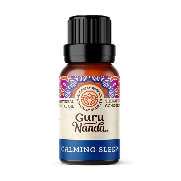 GuruNanda Calming Sleep- 100% Pure Essential Oil Blend, Therapeutic Grade, Includes Lavender, Lavandin, Wintergreen, Frankincense, Amyris, Lemongrass, Lemon, Orange + More Essential Oils- 15ml