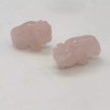 PremiumBead 2 Rose Quartz Hand Carved Bison / Buffalo Animal