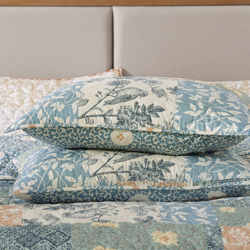 Quilts Queen Size-3 Pieces Soft Queen Bedspread Floral Patchwork Quilt
