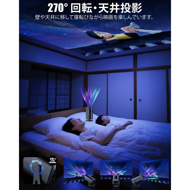 Glorlummi Projector, Household Use, 22,000 LM, Bluetooth Remote Control, Android