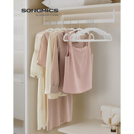 SONGMICS Velvet Hangers 50 Pack, Non-Slip Clothes Hangers, 17 x 8.3 Inches, Coat Hangers with Wide Shoulder Notches, Pants Bar, 360° Swivel Hook, Space-Saving, for Closet, Cloud White UCRF039W01