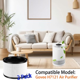 2 Pack H7121101 Replacement Filter for Govee H7121 Air Purifier, H13 True HEPA with High-Efficiency Activated Carbon and Pre-Filter