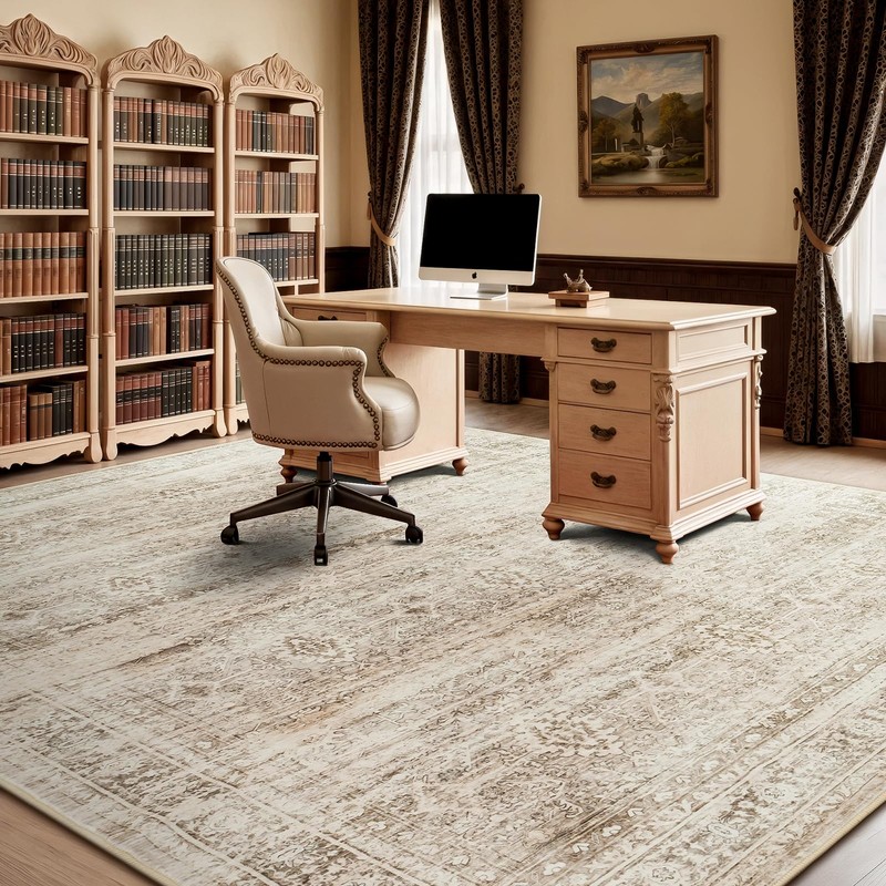 Lofus 9x12 Area Rug for Living Room,Beige Washable Large Rugs