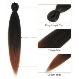 DIFUNEE Pre-stretched Braiding Hair - 26 Inch 8 Packs Ombre Brown Braiding Hair For Twist or Box Braids, Yaki Texture Hot Water Setting Synthetic Long Braiding Hair Extensions (26 Inch, T30-8P)