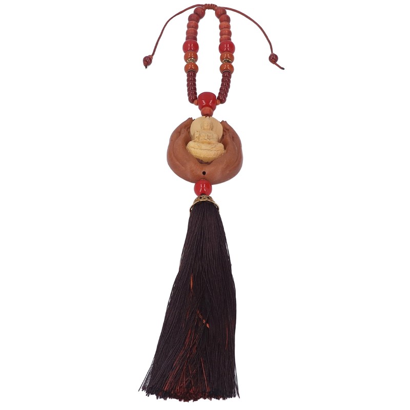 Buddha Car Pendant Peach Wood Exquisite Carving Mind Purification Wealth