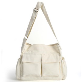 VODIU Canvas Messenger Bag Large Crossbody Tote Bag with Multiple Pockets Canvas Hobo Shoulder Bag for Women,Men,Travel