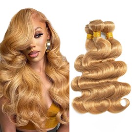 Honey Blonde Bundle Color #27 Body Wave Human Hair Bundles Honey Blonde Body Wave Bundle Human Hair 18 20 22 Inch