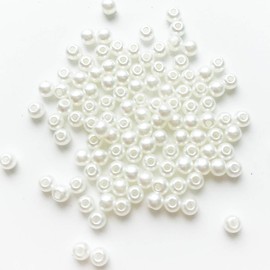 MYmama 100 Plastic Pearl Beads 3mm White Pearl Beads with Holes