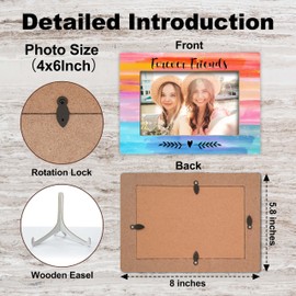 YSTEP Best Friend Picture Frame, Forever Friends Picture Frame, Gifts for Best Friends, Long Distance Friendship Gifts, Wood 4x6 Picture Frame for Desk Display-B07