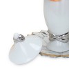 Homeroots 13" White and Silver Abstract Oval Ceramic Ginger Jar