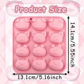 ICNYEKl 2 Pcs Fun Piggy Silicone Molds for Chocolate, Pig Face Candy Molds Silicone, for Chewing Gum, Marzipan, Gummy, Jelly, Pudding, Gelatin, Soap, Candles, Ice, Bath Bomb, Resin, Polymer Clay