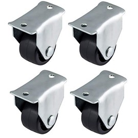 Qty. 4 x 25mm Fixed Mini Castors - Furniture, Appliance & Equipment Small Black Plastic Wheels by Bulldog Castors - Max 50Kg Per Set