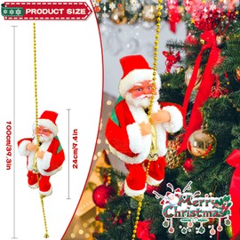 NEMMXUB Climbing Santa Claus on a Rope Indoor and Outdoor Electric Climbing Santa Claus Santa Claus Christmas Decoration with Music Plush Doll Toy for Christmas Tree Windows Walls Garden