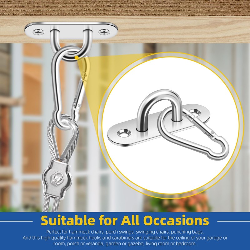 Glarks 24pcs M8 Stainless Steel Pad Eye Plate Hook and