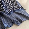 FairyCity Womens Large Mulberry Silk Scarf Stylish Navy Blue Geometric