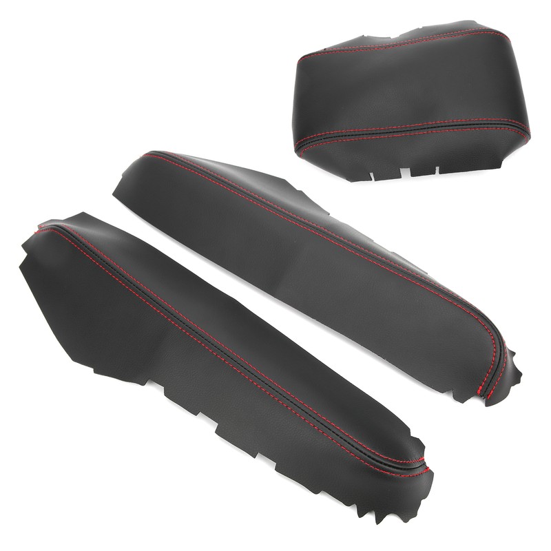 3pcs Center Console Armrest Pad Covers PU Leather Protectors Fit