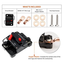 Erayco Erayco 100 Amp Circuit Breaker with Manual Reset for Car Marine Trolling Motors Boat ATV Manual Power Protect for Audio System Fuse, 12V-48VDC, Waterproof (100A)