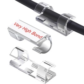 40PCS Strong Adhesive Cable Clips Clear, Premium Wire Holders for Wall, Strong Cord Organizer Under Desk, Car, PC, Christmas Light Indoor/Outdoor