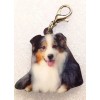 Australian Shepherd Dog Down Flat Acrylic Purse Charm Zipper Pull