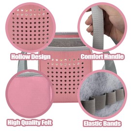 Carrying Bag for Toniebox Starter Set and Accessories Storage Bag, Toniebox Audio Player Felt Organizer Bag, Carrying Case Bag for Toniebox & Accessories with Handle for Toniebox (Pink)