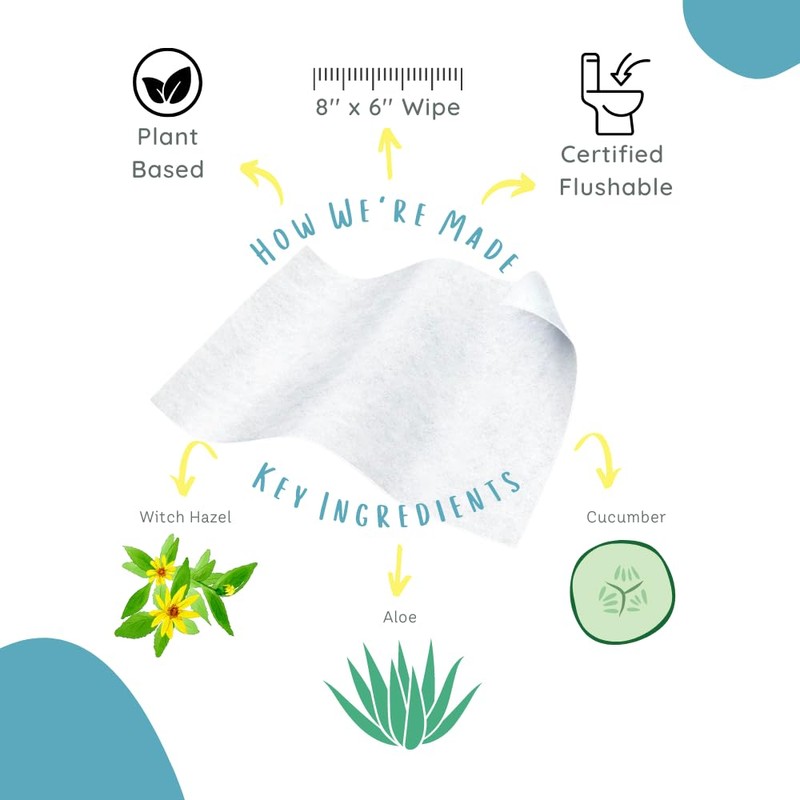 Stall Mates Wipes Witch Hazel: Flushable Wipes | Individually Wrapped