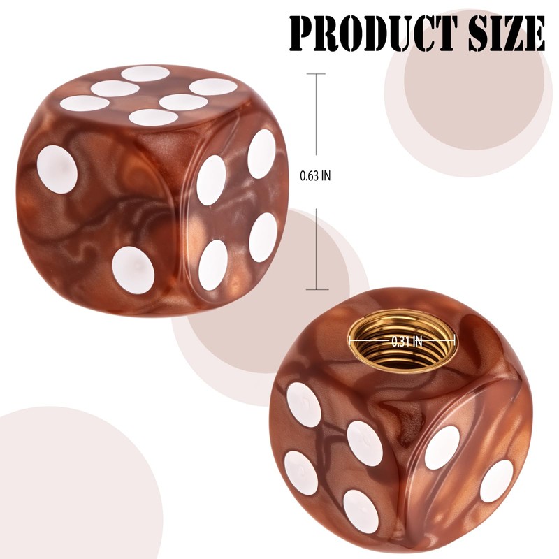 MEAJOO 4PCS Pearl Pattern Dice Tire Valve Stem Caps, Leak-Proof