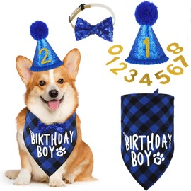 Dog Birthday Party Supplies-Birthday Hats, Bandanas and Bows - Birthday Decorations and Gifts for Large Dogs-Dog Birthday Dress Up