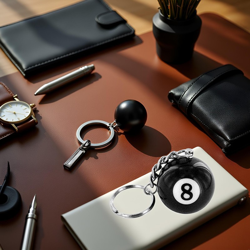 Dwuww Creative Number Eight Billiard Key Chain Pendant Car Key