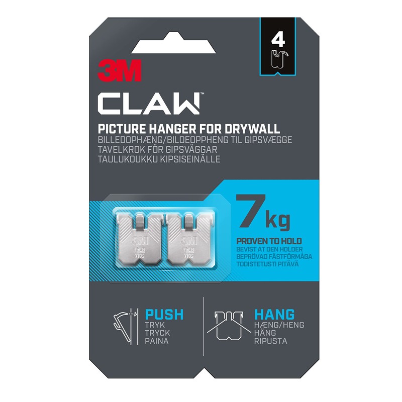 3M CLAW 3M Claw Plasterboard Picture Hanging Wall Hooks For