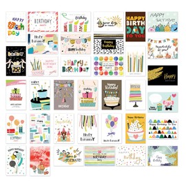 Encuryna 36 Geburtstagskarten Set, Glückwunschkarten mit Umschlägen, Happy Birthday Karten, Geburtstagskarte, Grusskarte, Glückwunschkarte Geburtstagskarten für Frauen, Männer und Kinder