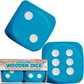 Large Wooden Dice by Smith's® | 3 x 3 x 3cm | 2 Pack | Blue | Educational Maths Games, Kids Board Game Accessories | No Harmful Materials | For 3 Year Olds +