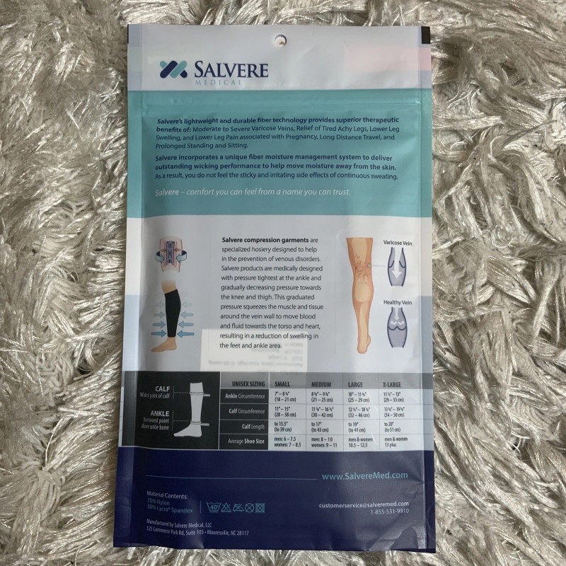 Salvere Performance Unisex Black & White Calf Sleeve Size XL